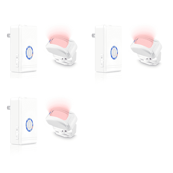 NineLeaf Motion Sensor Chime,Door Motion Sensor Chime,Wireless Motion Sensor Door Chime,48 Ringtones, 5 Levels Volume,Easy Installation,1300ft Long Distance,97dB volume,for Home,Office,Hotel,3PK