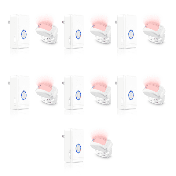 NineLeaf Motion Sensor Chime,Door Motion Sensor Chime,Wireless Motion Sensor Door Chime,48 Ringtones, 5 Levels Volume,Easy Installation,1300ft Long Distance,97dB volume,for Home,Office,Hotel,7PK