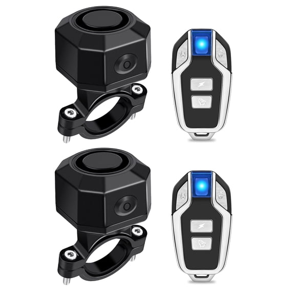 NineLeaf Rechargeable Bike Alarm, Bike Alarm with Remote Rechargeable,Bicycle Alarm Anti Theft,Motorcycle Alarm System IP65Waterproof Wireless Car Motion Sensor Alarm for Bicycle Ebike Motorcycle,2PK