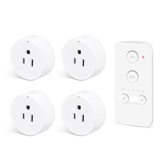 NineLeaf Remote Control Outlet, Wireless Remote Control Electrical Outlet Switch with Countdown Function For Lights, Fans, Christmas Lights, Small Appliance, 15A/1500W, 500FT Range, 1 Remote 4 Outlet