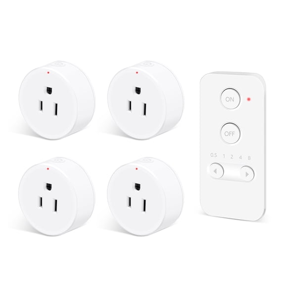 NineLeaf Remote Control Outlet, Wireless Remote Control Electrical Outlet Switch with Countdown Function For Lights, Fans, Christmas Lights, Small Appliance, 15A/1500W, 500FT Range, 1 Remote 4 Outlet
