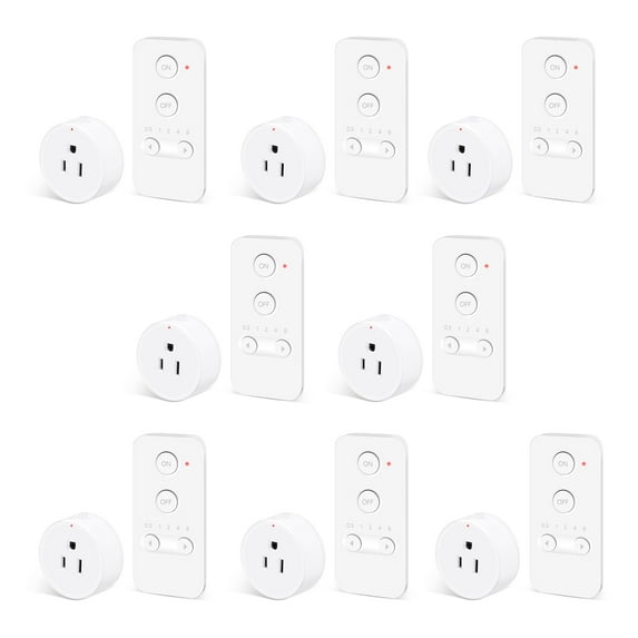 NineLeaf Remote Control Outlet, Wireless Remote Control Electrical Outlet Switch with Countdown Function For Lights, Fans, Christmas Lights, Small Appliance, 15A/1500W, Up to 500ft Range, 8Set