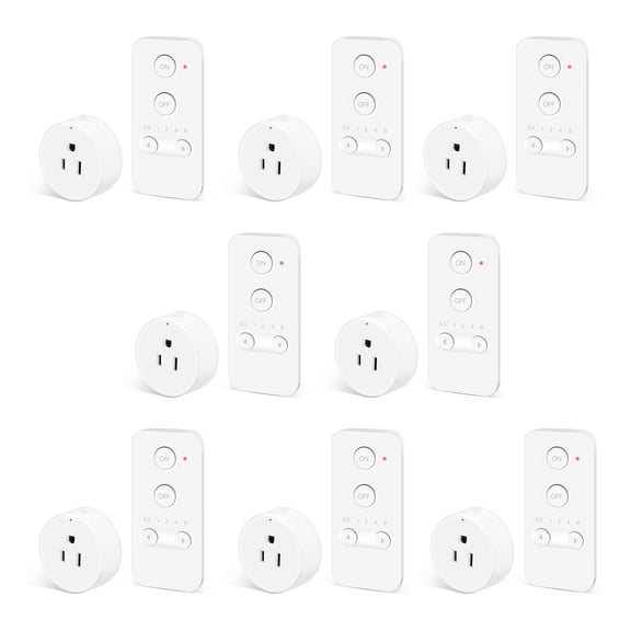 NineLeaf Remote Control Outlet, Wireless Remote Control Electrical Outlet Switch with Countdown Function For Lights, Fans, Christmas Lights, Small Appliance, 15A/1500W, Up to 500ft Range, 8Set