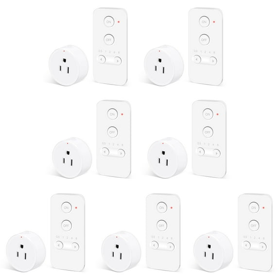 NineLeaf Remote Control Outlet, Wireless Remote Control Electrical Outlet Switch with Countdown Function For Lights, Fans, Christmas Lights, Small Appliance, 15A/1500W, Up to 500ft Range, 7Set