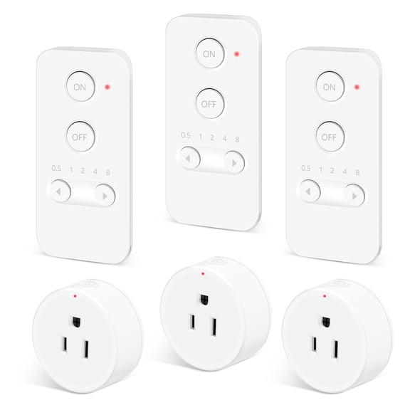 NineLeaf Remote Control Outlet, Wireless Remote Control Electrical Outlet Switch with Countdown Function For Lights, Fans, Christmas Lights, Small Appliance, 15A/1500W, Up to 500ft Range, 3Set