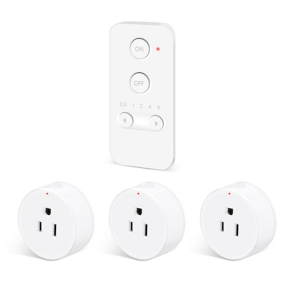 NineLeaf Remote Control Outlet, Wireless Remote Control Electrical Outlet Switch with Countdown Function For Lights, Fans, Christmas Lights, Small Appliance, 15A/1500W, 500FT Range, 1 Remote 3 Outlet