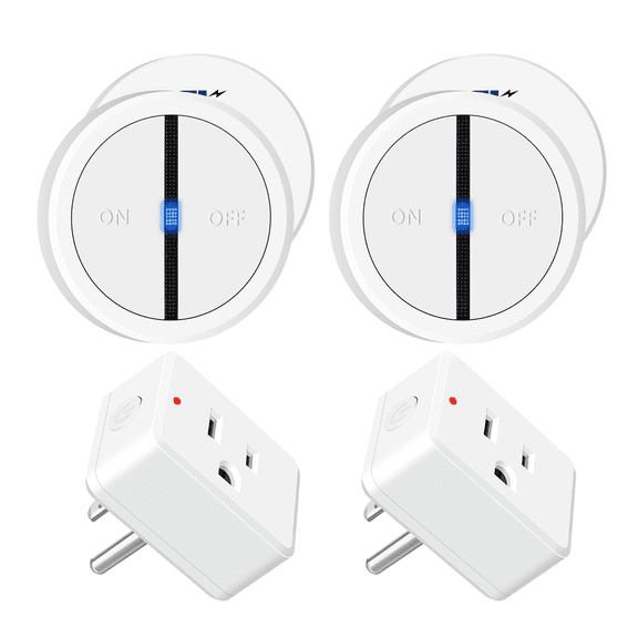 NineLeaf Remote Plug in On Off Switch,2 Outlet Plug with 2 Remote,Wireless On/Off Light Switch with Magnetic,TUV Listed,No Wiring Needed,500ft RF Range,15A/1500W for Lamps,Fans,Household Appliances