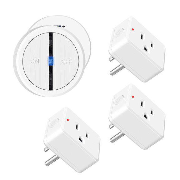 NineLeaf Remote Plug in On Off Switch,3 Outlet Plug with Remote,Wireless On/Off Light Switch with Magnetic,TUV Listed,No Wiring Needed,500ft RF Range,15A/1500W for Lamps,Fans,Household Appliances