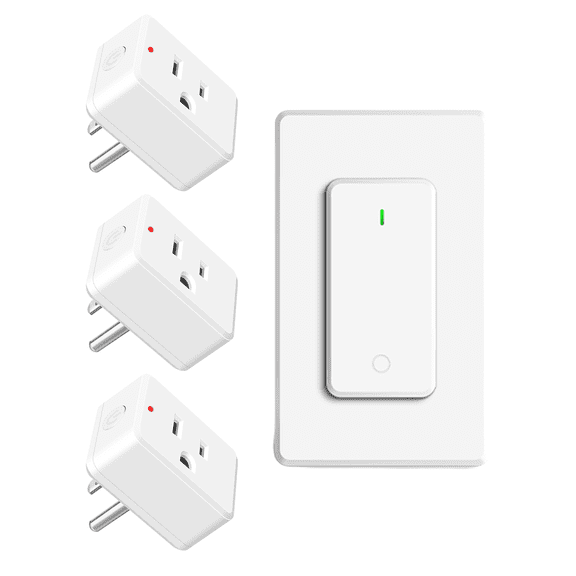 NineLeaf Remote Plug in On Off Switch,Outlet Plug with Remote,Wireless On/Off Light Switch Wall Mounted,TUV Listed,No Wiring Needed,500ft RF Range,15A/1500W for Lamps,Fans,Household Appliances