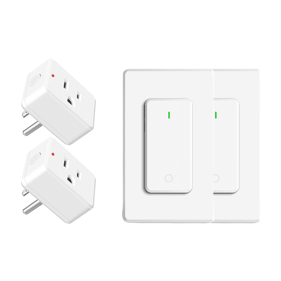 NineLeaf Remote Plug in On Off Switch,Outlet Plug with Remote,Wireless On/Off Light Switch Wall Mounted,TUV Listed,No Wiring Needed,500ft RF Range,15A/1500W for Lamps,Fans,Household Appliances