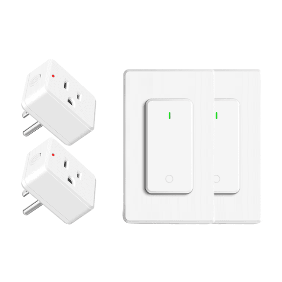 NineLeaf Remote Plug in On Off Switch,Outlet Plug with Remote,Wireless On/Off Light Switch Wall Mounted,TUV Listed,No Wiring Needed,500ft RF Range,15A/1500W for Lamps,Fans,Household Appliances