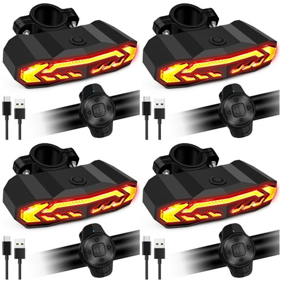 NineLeaf Smart Turn Signal,Bike Tail Light Rechargeable,Wireless Turn Signals,Bike Turn Signals Front and Back,IP65 Waterproof,Anti-theft Vibration,6 Light Modes,for Bicycles, Electric Bicycles,4PK