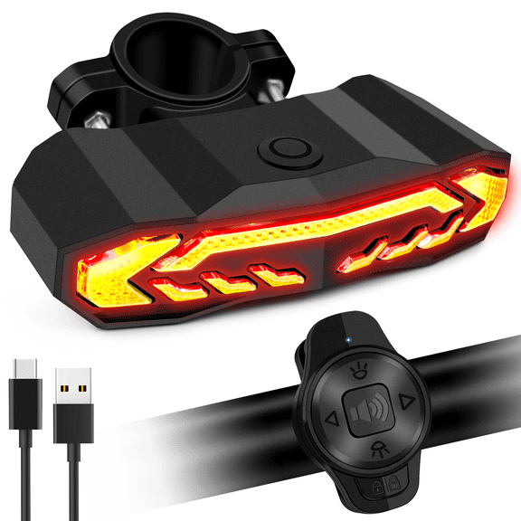 NineLeaf Smart Turn Signal,Bike Tail Light Rechargeable,Wireless Turn Signals,Bike Turn Signals Front and Back,IP65 Waterproof,Anti-theft Vibration,6 Light Modes,for Bicycles, Electric Bicycles,1PK