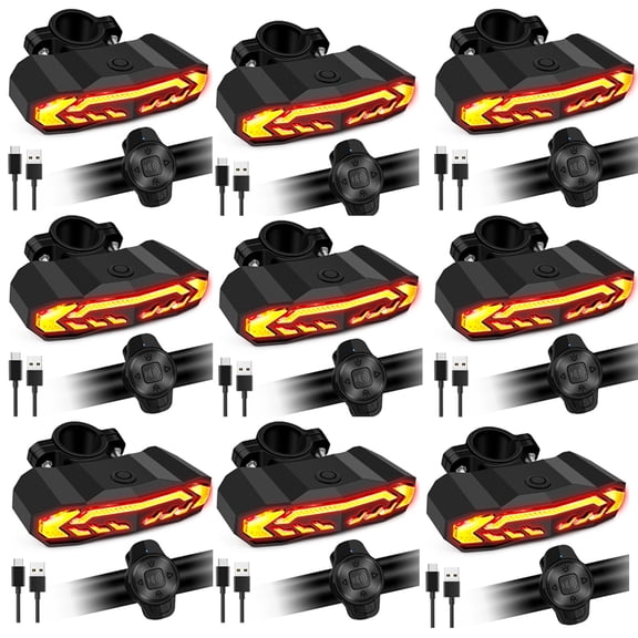 NineLeaf Smart Turn Signal,Bike Tail Light Rechargeable,Wireless Turn Signals,Bike Turn Signals Front and Back,IP65 Waterproof,Anti-theft Vibration,6 Light Modes,for Bicycles, Electric Bicycles,9PK