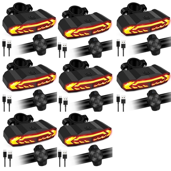 NineLeaf Smart Turn Signal,Bike Tail Light Rechargeable,Wireless Turn Signals,Bike Turn Signals Front and Back,IP65 Waterproof,Anti-theft Vibration,6 Light Modes,for Bicycles, Electric Bicycles,8PK