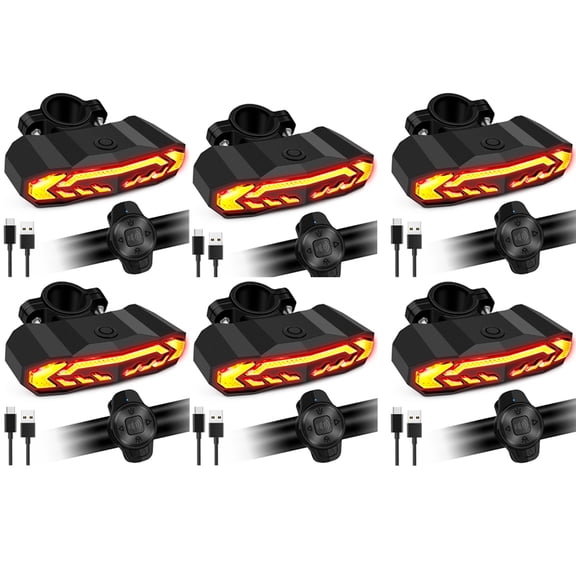 NineLeaf Smart Turn Signal,Bike Tail Light Rechargeable,Wireless Turn Signals,Bike Turn Signals Front and Back,IP65 Waterproof,Anti-theft Vibration,6 Light Modes,for Bicycles, Electric Bicycles,6PK
