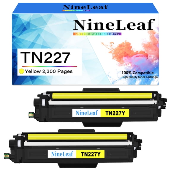 NineLeaf TN227 Yellow Toner Cartridge Replacement for Brother TN-227 TN223 TN227Y Work with HL-L3230CDN HL-L3290CDW DCP-L3550CDW MFC-L3770CDW HL-L3210CW Printer - 2 Pack