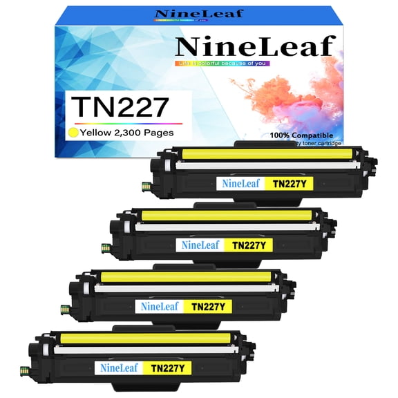 NineLeaf TN227 Yellow Toner Cartridge Replacement for Brother TN-227 TN223 TN227Y Work with HL-L3230CDN HL-L3290CDW DCP-L3550CDW MFC-L3770CDW HL-L3210CW Printer - 4 Pack