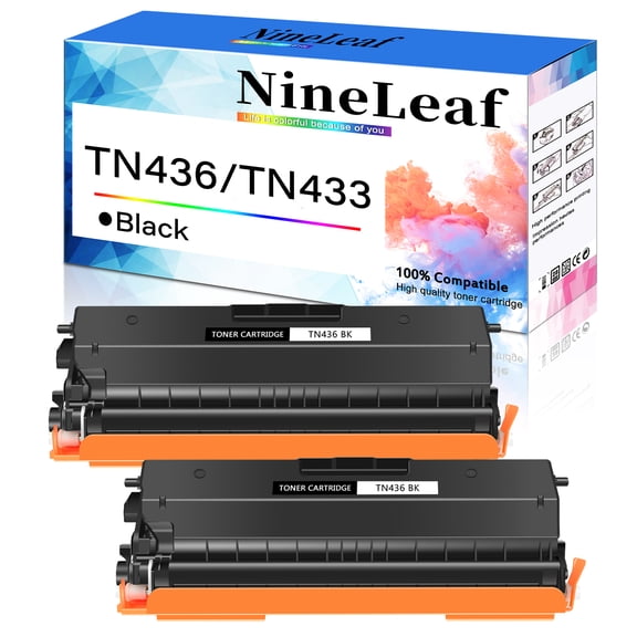NineLeaf TN436 Black 2 Pack Compatible Toner Cartridge Replacement for Brother TN433 TN-436 TN431 TN436BK Work for HL-L8360CDW HL-L8260CDW MFC-L8900CDW MFC-L8610CDW MFC-L9570CDW Printer