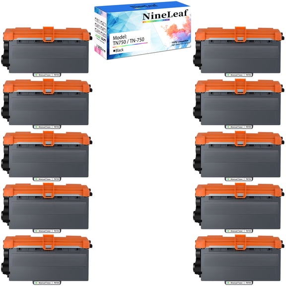 NineLeaf TN750 TN720 toner Compatible Toner Cartridge Replacement for Brother TN-750 TN-720 to use in HL-6180dw HL-5450dn HL-5470dw MFC-8710dw MFC-8950dw MFC-8910dw Printer (10 Pack,Black)