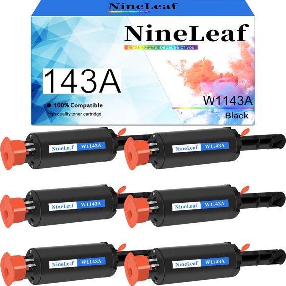 NineLeaf W1143A Compatible Toner Cartridge Replacement for HP 143A Black Toner Cartridge to use for Neverstop 1001nw Laserjet MFP 1202w 1202nw 1201n(6 Pack)
