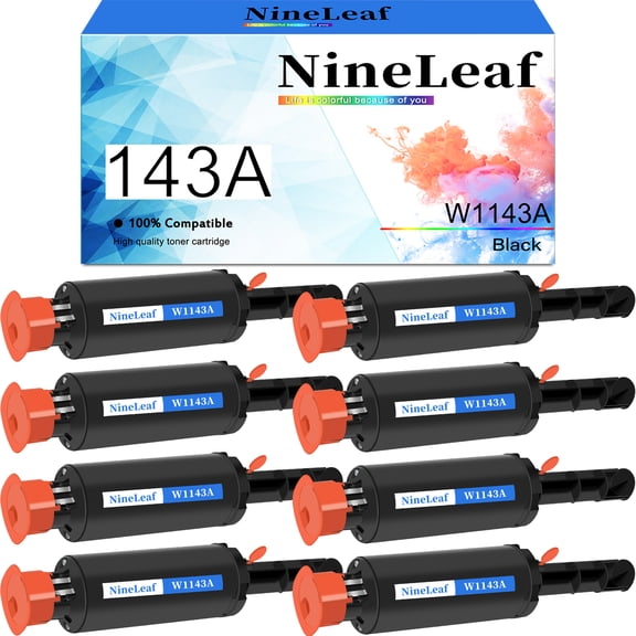 NineLeaf W1143A Compatible Toner Cartridge Replacement for HP 143A Black Toner Cartridge to use for Neverstop 1001nw Laserjet MFP 1202w 1202nw 1201n(8 Pack)