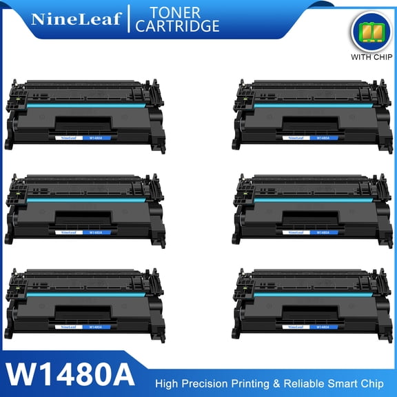 NineLeaf W1480A with Chip Compatible Toner Cartridge Replacement for HP 148A Toner Cartridge to use for Laser Jet Pro 4001dw 4001dn 4001n MFP 4101fdw 4101fdn (with CHIP,6 Pack)