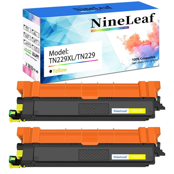 NineLeaf Yellow TN229XL toner Compatible Toner Cartridge Replacement for Brother TN229 TN229Y with Chip use for HL-L3280CDW HL-L3220CDW MFC-L3780CDW Laser Printer (high Yield,2 Pack)