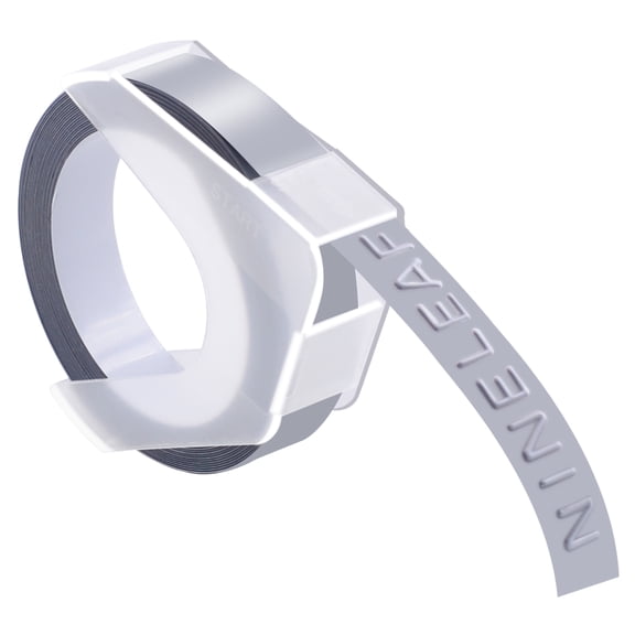 NineLeaf 1 Pack Compatible for Dymo 520104 3D Plastic Embossing Label 3/8'' x 9.8' White on Silver Label Tape