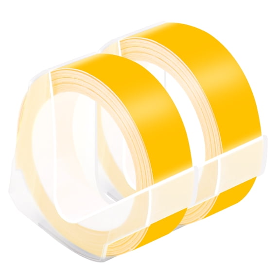 NineLeaf 2 Pack Compatible for Dymo 521208 3D Plastic Embossing Label 1/2'' x 9.8' White on Yellow Label Tape