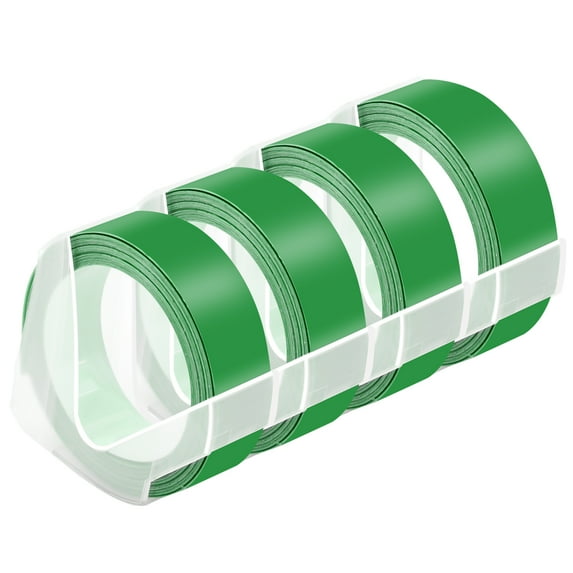 NineLeaf 4 Pack Compatible for Dymo 521203 3D Plastic Embossing Label 1/2'' x 9.8' White on Green Label Tape