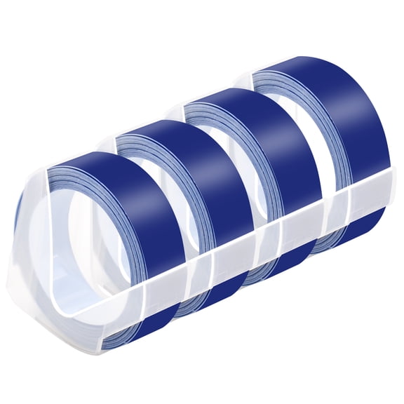 NineLeaf 4 Pack Compatible for Dymo 521206 3D Plastic Embossing Label 1/2'' x 9.8' White on Blue Label Tape