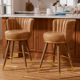 GIA Design Group Linen Swivel Counter Height Bar Stools Set of 4 Adjustable Kitchen Island Stool with Gold Base Beige Walmart