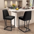 thumbnail image 1 of Ninecer Black Counter Height Bar Stools Set of 2, 24 inch Counter Stools Pu Leather Modern Bar Chairs with Back for Kitchen Island, 1 of 7