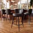 thumbnail image 1 of Ninecer 26" Black Bar Stools Set of 4, Leather Counter Height Bar Stools for Kitchen Island, Winged Backrest & 330lbs Round Swivel Seat, 1 of 9