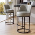 thumbnail image 1 of Ninecer 26" Counter Height Bar Stools Set of 2, 360 Swivel Upholstered Bar Chairs with Mid Back, Round Seat, Metal Base, Kitchen Island Counter Stools, Grey, 1 of 7