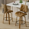 thumbnail image 1 of Ninecer Counter Height Bar Stools Set of 2, 26 Inch Swivel BarStools with Curved Bentwood Backrest, PU Leather Bar Chairs with Footrest, Mid Century Modern Bar Chair for Home Kitchen Island, Brown, 1 of 8