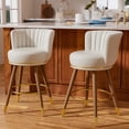 thumbnail image 1 of Ninecer Counter Height Bar Stools Set of 2, 26 Inch Swivel PU Leather Bar Chairs with Back and Footrest, Round Low Back Barstools for Kitchen Island Dining Room, White, 1 of 8