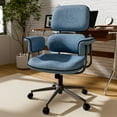 thumbnail image 1 of Ninecer Office Chair with Wheels and Wide Arms, Soft Linen Fabric Home Office Chair with Split Back, Molded Foam Cushion, Adjustable Height Swivel Computer Chair for Home Office & Study,Blue, 1 of 8
