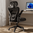 thumbnail image 1 of Ninecer Ergonomic Office Chair, Computer Desk Chair with Wheels, High Back Mesh Office Chair with Adjustable Lumbar Support, Headrest, Flip-Up Armrests, Black, 1 of 7