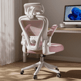 thumbnail image 1 of Ninecer Ergonomic Office Chair, Computer Desk Chair with Wheels, High Back Mesh Office Chair with Adjustable Lumbar Support, Headrest, Flip-Up Armrests, Pink, 1 of 7
