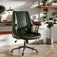 thumbnail image 1 of Ninecer Green Leather Office Chair with Wheels Adjustable Height Padded Arms Vintage Executive Desk Chair for Home Office, 1 of 8