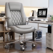 Ninecer Big and Tall Reclining Office Chair, 400lbs High Back Executive Chair with PU Leather, Gray
