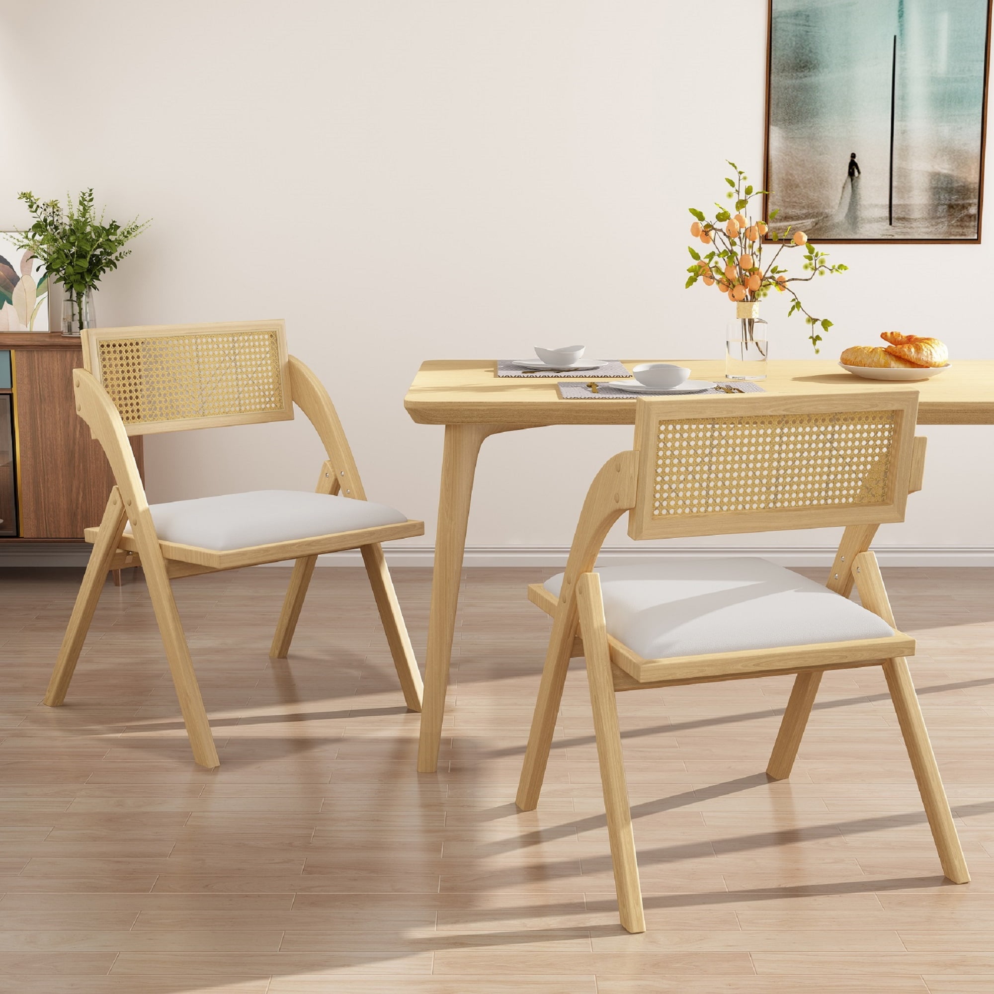 Ninecer Modern Dining Chair, Folding Wooden Dining Chair with