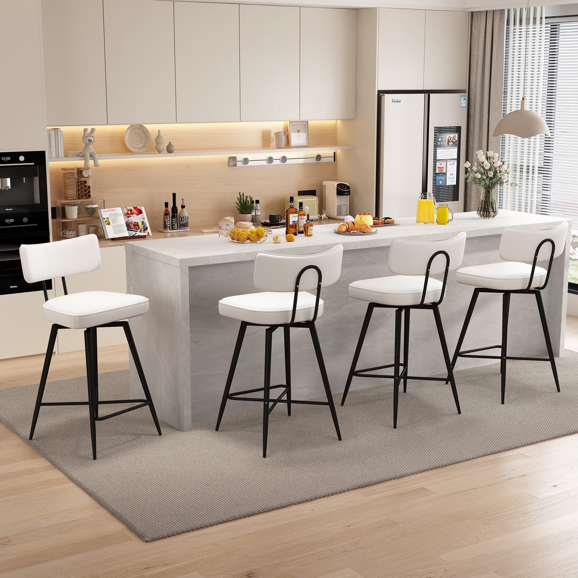 Ninecer Swivel Bar Stools Set of 4, 26" Counter Height Bar Stools with ...