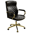 thumbnail image 1 of Ninecer Swivel PU Leather Office Chair, Ergonomic High Back Desk Chair with Padded Armrests, Computer Desk Chair with Gold Metal Frame, Black, 1 of 10