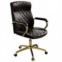 Ninecer Swivel PU Leather Office Chair, Ergonomic High Back Desk Chair with Padded Armrests, Computer Desk Chair with Gold Metal Frame, Black