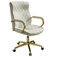 thumbnail image 1 of Ninecer Swivel PU Leather Office Chair, Ergonomic High Back Desk Chair with Padded Armrests, Computer Desk Chair with Gold Metal Frame, White, 1 of 10