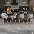 thumbnail image 1 of Ninecer Velvet Swivel Bar Stools Set of 4, 26" Counter Height Tufted Bar Chairs with Low Back, Round Upholstered Seat, Gold Legs, Footrest, 300lbs Capacity for Kitchen Island, Grey, 1 of 7