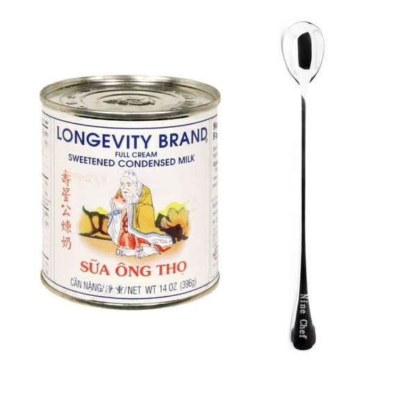 Ninechef Bundle - Longevity Sweetened Condensed Milk 14oz (Pack 2) Plus One NineChef Spoon